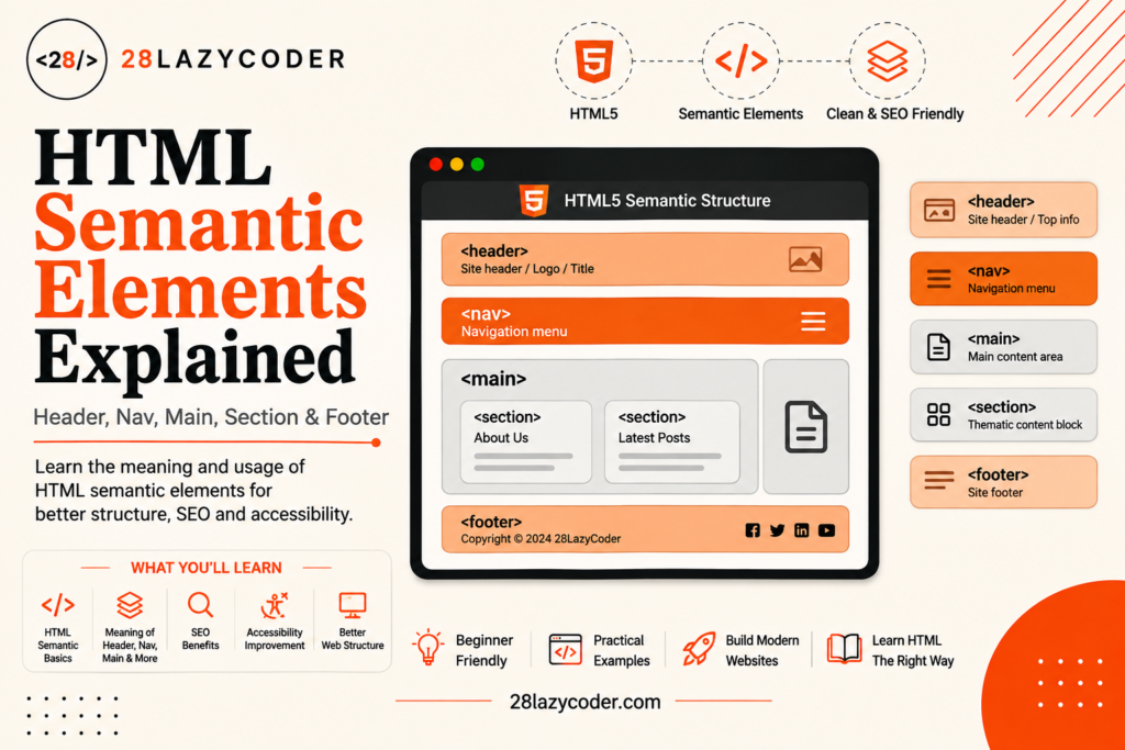 HTML Semantic Elements Explained: Header, Nav, Main, Section & Footer
